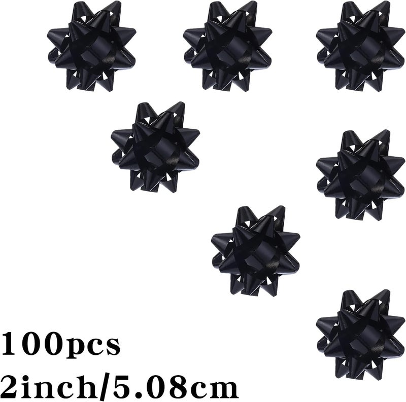 DYSHIPEN 100Pcs Small Black Star Bows for Gift Wrapping and Presents,Multiple coClour Christmas Bows,for Parties, Birthdays, Weddings or Other Holidays. - Image 2